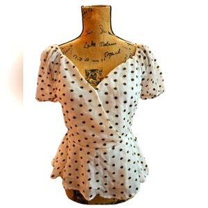 Blu Pepper Ivory Peasant Babydoll Womens Blouse Sz Med